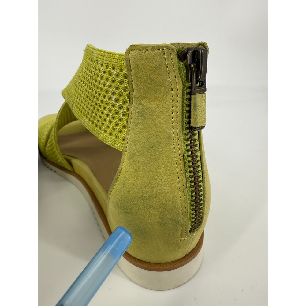 Eileen Fisher Lime Green Knit Sandals Women Size 10 Comfort Flat Zip Back Boho - Picture 9 of 12